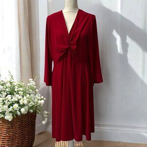 Sabrina Collective Red Long-Sleeve Knot‎ Front Dress Size 1X